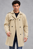 Men's Double-Breasted Trench Coat in Beige – front view
