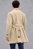 Men's Double-Breasted Trench Coat in Beige – back view