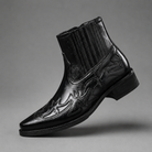 Men’s genuine Italian leather lace-up boots with a polished vintage finish, detailed stitching and sturdy grip outsole.
