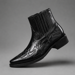 Men’s genuine Italian leather lace-up boots with a polished vintage finish, detailed stitching and sturdy grip outsole.