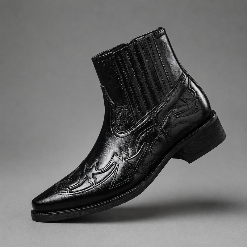 Men’s genuine Italian leather lace-up boots with a polished vintage finish, detailed stitching and sturdy grip outsole.