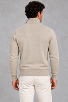 Men's Half-Zip Knitted Jumper – Beige