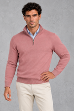 Men's Half-Zip Knitted Jumper – Pink