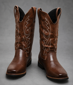 Men’s high top Chelsea boots with a Western-inspired design, microfibre leather-style upper, pull-on construction and textured grip outsole for everyday wear.
