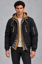 Insulated Winter Shell Jacket in Black – front view