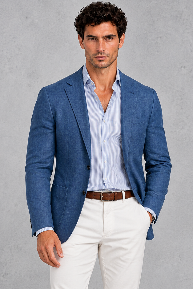 Men's Knitted Blazer – Blue