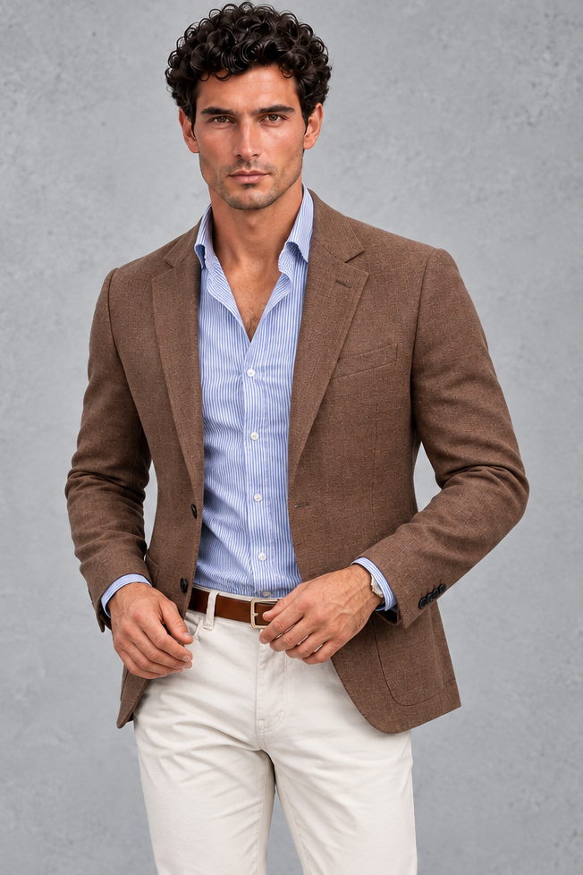 Men's Knitted Blazer – Dark Brown