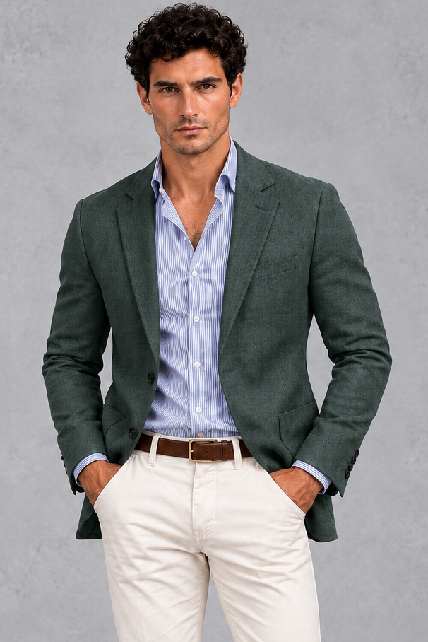 Men's Knitted Blazer – Dark Green
