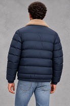 Men's Lightweight Puffer Jacket in Navy Blue – back view