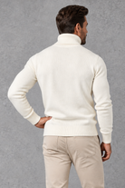 Men's Roll Neck Jumper in White – back view