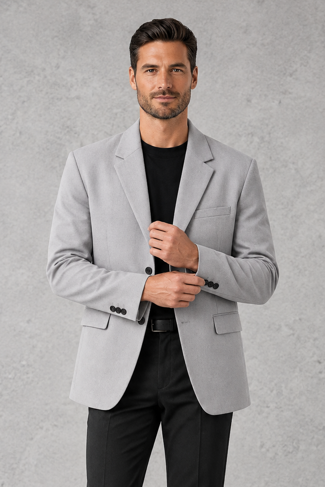 Men's Relaxed-Fit Blazer in Light Grey – front view