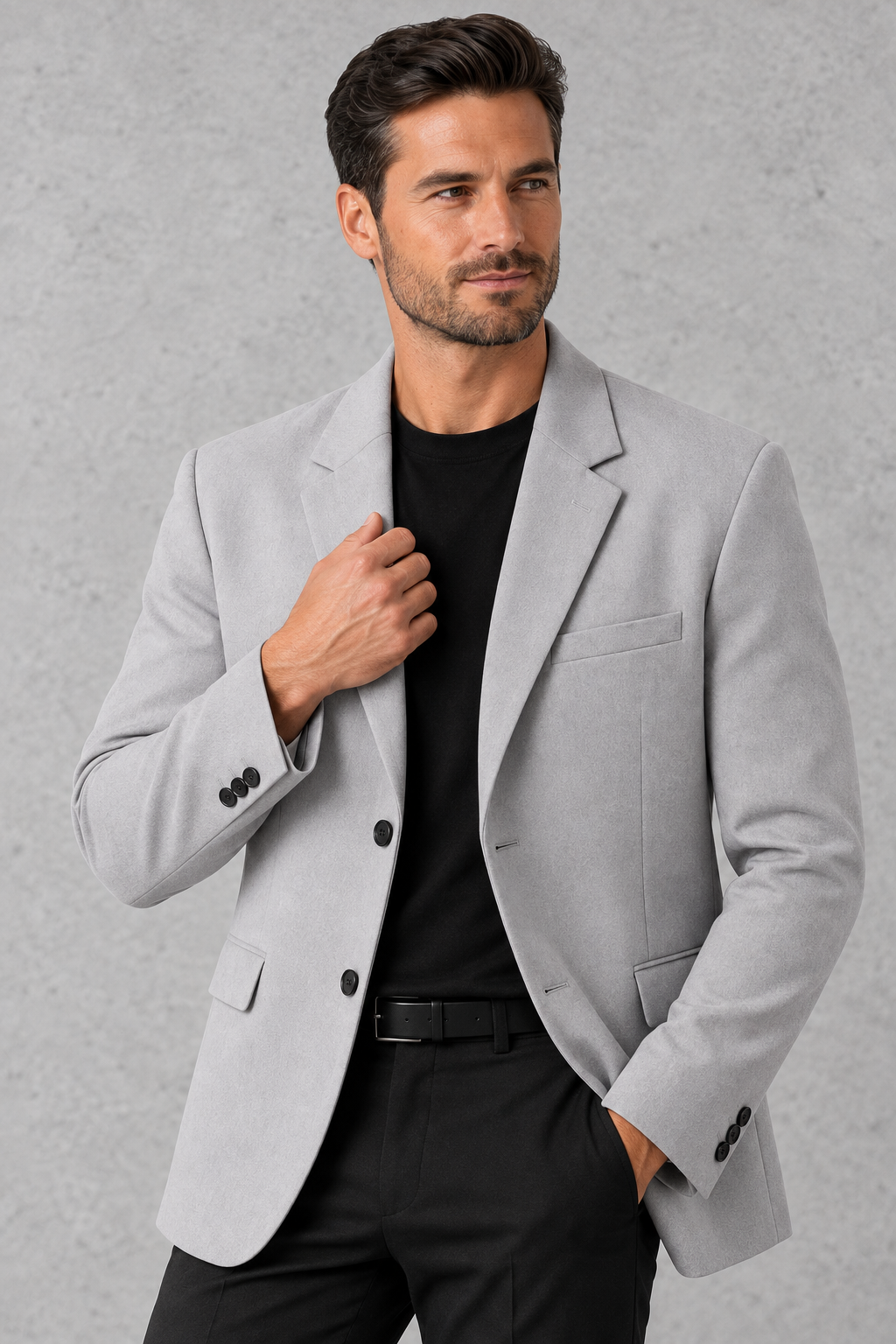 Men's Relaxed-Fit Blazer in Light Grey – close-up