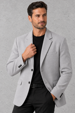 Men's Relaxed-Fit Blazer in Light Grey – close-up