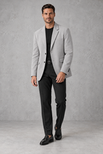 Men's Relaxed-Fit Blazer in Light Grey – full-length view