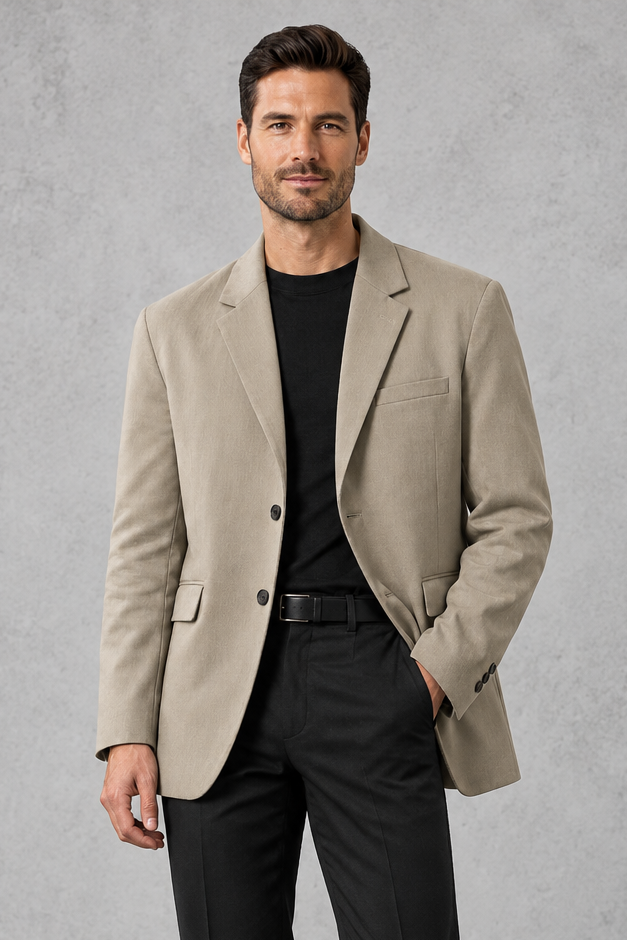 Men's Relaxed-Fit Blazer in Khaki – front view