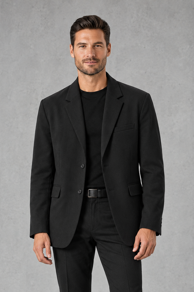 Men's Relaxed-Fit Blazer in Black – front view
