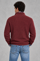 Men's Ribbed Quarter-Zip Jumper – Wine Red
