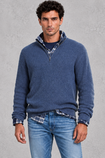 Men's Ribbed Quarter-Zip Jumper – Blue