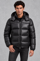 Men's Hooded Quilted Puffer Jacket – Black