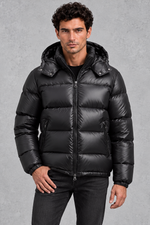 Men's Hooded Quilted Puffer Jacket – Black