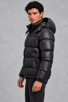 Men's Hooded Quilted Puffer Jacket – Black