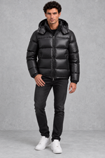 Men's Hooded Quilted Puffer Jacket – Black