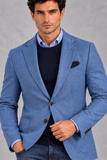 Men's Single-Breasted Blazer in Blue – detail view