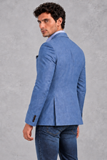Men's Single-Breasted Blazer in Blue – back view