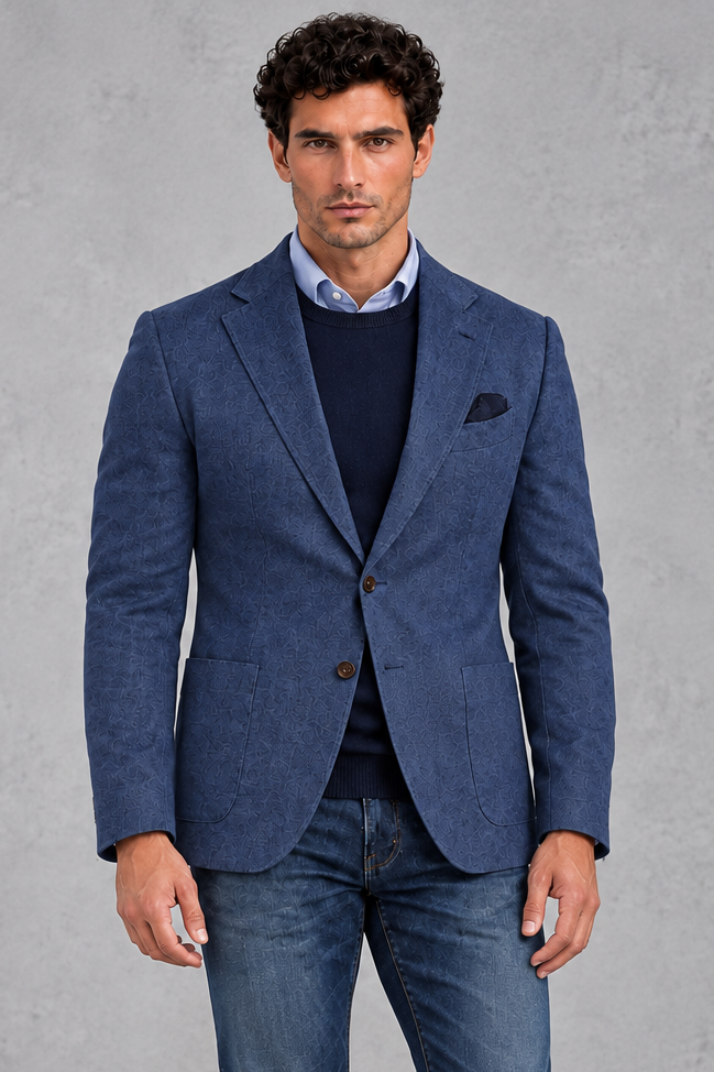 Men's Single-Breasted Blazer in Navy – front view