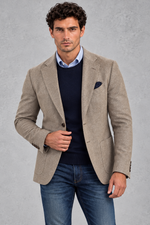 Men's Single-Breasted Blazer in Taupe – front view