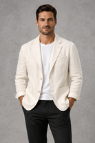 Men's Slim-Fit Blazer in Off-White – front view