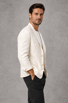 Men's Slim-Fit Blazer in Off-White – side view