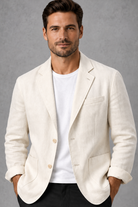 Men's Slim-Fit Blazer in Off-White – detail view