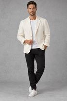Men's Slim-Fit Blazer in Off-White – full-length front view