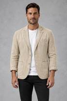Men's Slim-Fit Blazer in Beige – front view