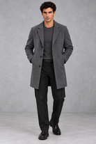 Men's Slim-Fit Tailored Overcoat in Grey – front view