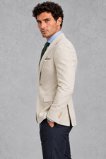 Men's Slim Fit Linen-Look Blazer – Beige