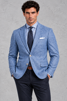 Men's Slim Fit Linen-Look Blazer – Light Blue