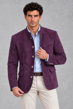 Men's Mandarin Collar Blazer in Purple – front view