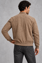 Men's Suede-Look Bomber Jacket – Taupe
