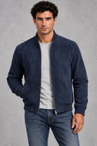 Men's Suede-Look Bomber Jacket – Navy