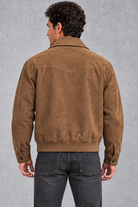 Men's Suede-Look Western Jacket in Brown – back view