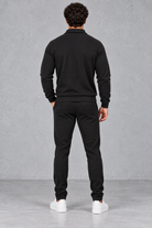 Men’s textured two-piece tracksuit with a full-zip collared jacket, ribbed trims and matching tapered drawstring joggers.