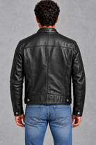 Men's Leather-Look Café Racer Jacket – Black