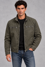 Men's Washed Vintage Zip Jacket – Army Green