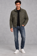 Men's Washed Vintage Zip Jacket – Army Green