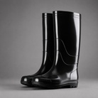 Men's tall waterproof Wellington boots with durable rubber construction, non-slip sole and pull-on design, suitable for construction work, farming, gardening, fishing and wet outdoor conditions.