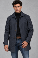 Men's Overcoat in Black – front view