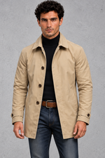 Men's Overcoat in Beige – front view