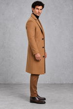 Men's Longline Overcoat – Camel
